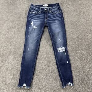 BKE Stella Women Ankle Skinny Jeans Dark Wash Distressed Low Rise Slim Fit 27